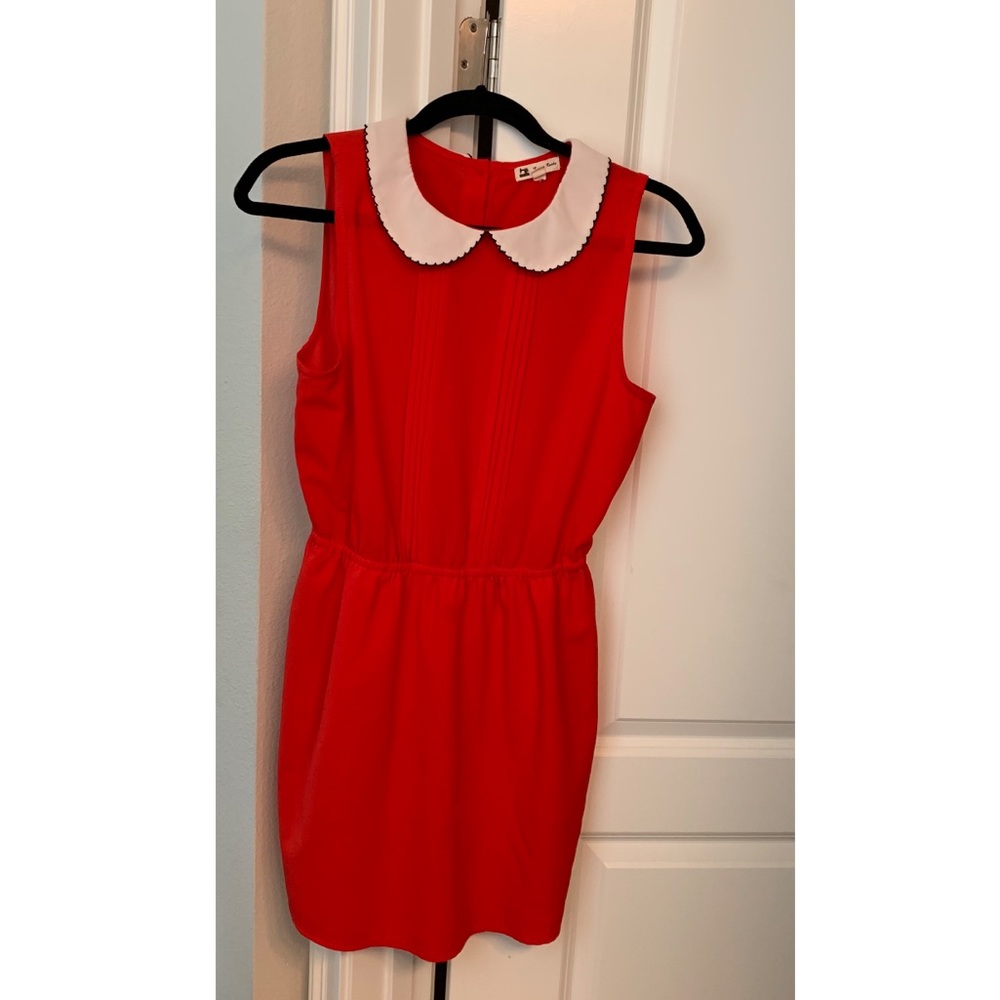 Red dress with white collar